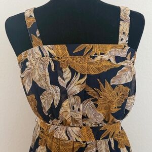 Forever 21 Floral Maxi Dress in Mustard/Navy